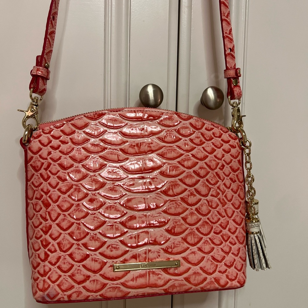 NEW Brahmin Women's Coral Pink Textured Crossbody Bag - No Tag